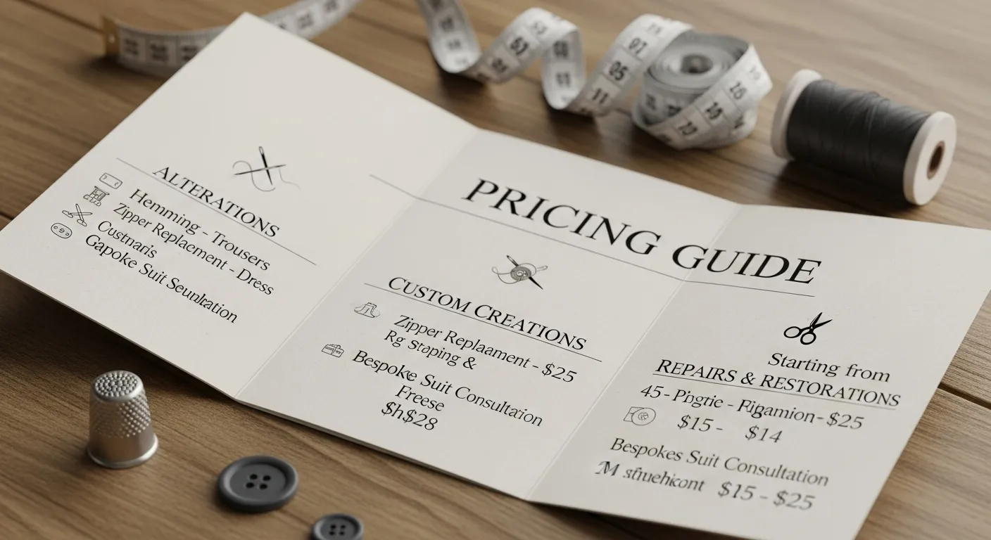 Pricing guide for tailoring services