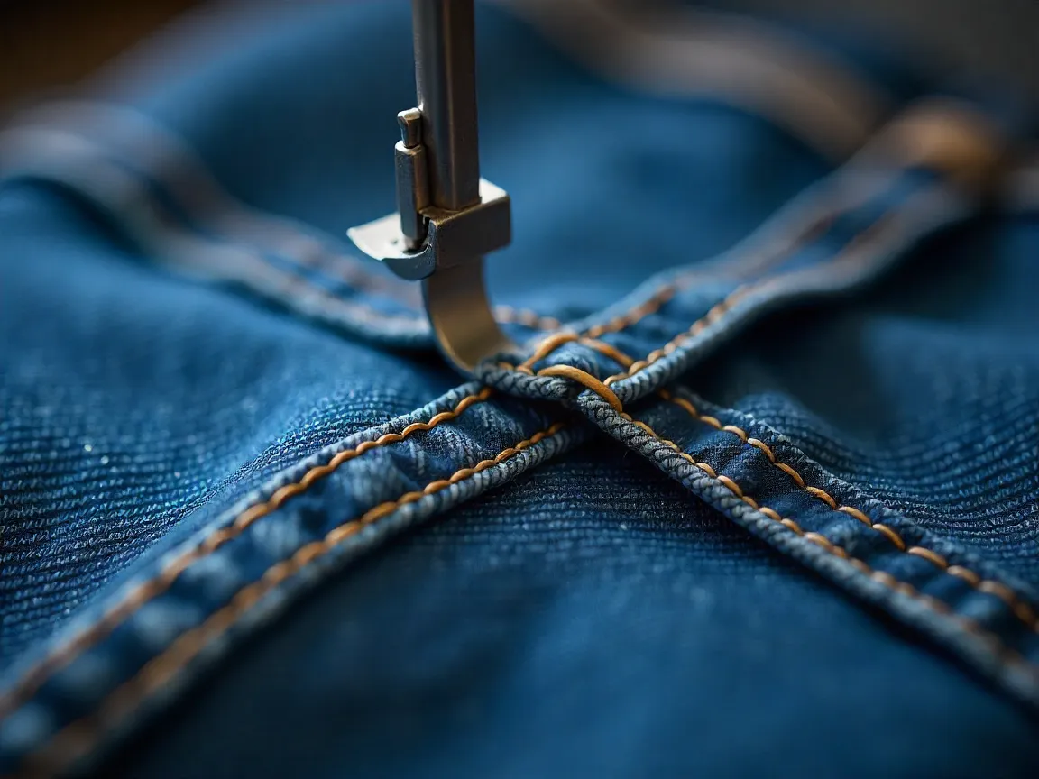 Denim jeans hemming and repair
